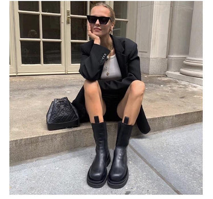 Bottes en Cuir mi-Mollet pour femmes