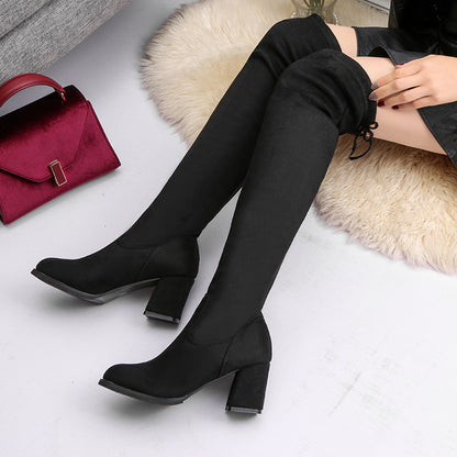 Bottes hauteur genou en suédine pour femmes