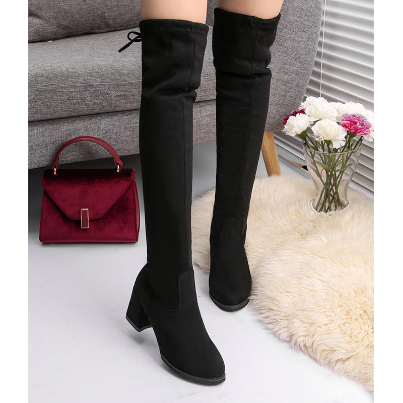 Bottes hauteur genou en suédine pour femmes