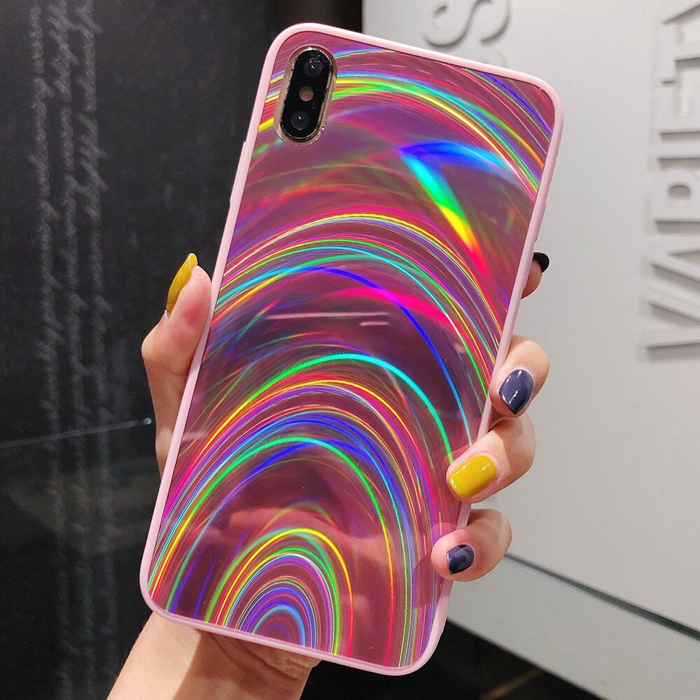 Coque silicone de luxe Arc-En-Ciel pour iPhone