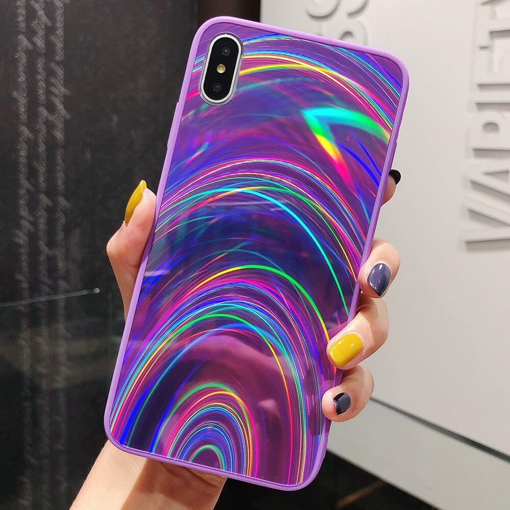 Coque silicone de luxe Arc-En-Ciel pour iPhone