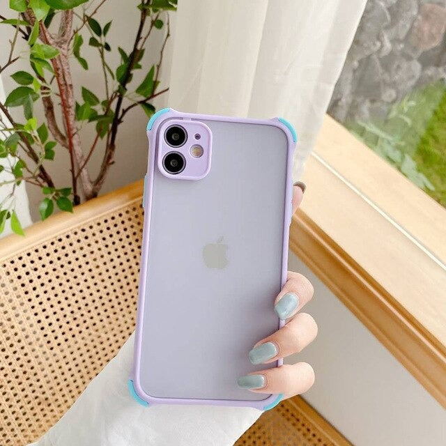 Coque transparente mate anti-chute pour iPhone