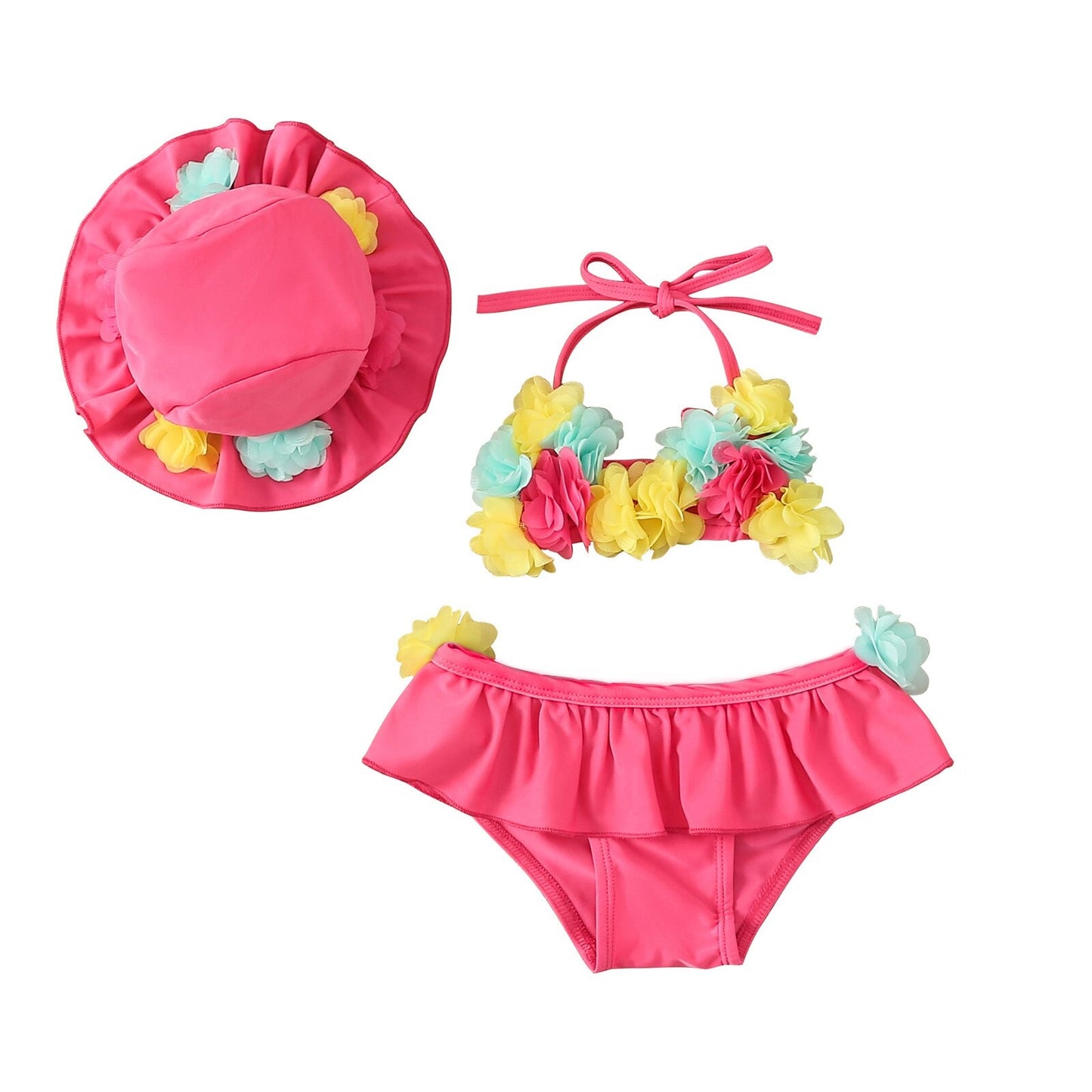 Bikini fleurs pour filles 3pcs