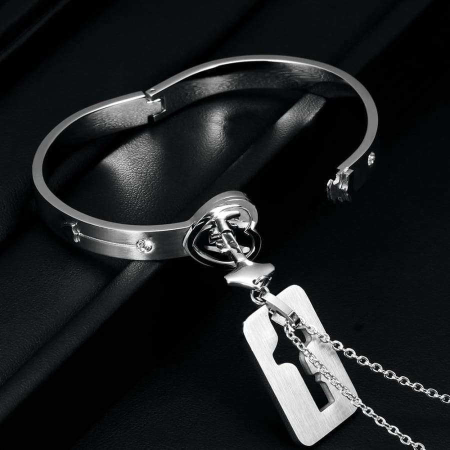 Bracelet cur & pendentif clé pour les couples - Jewelry Sets