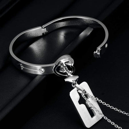 Bracelet cur & pendentif clé pour les couples - Jewelry Sets