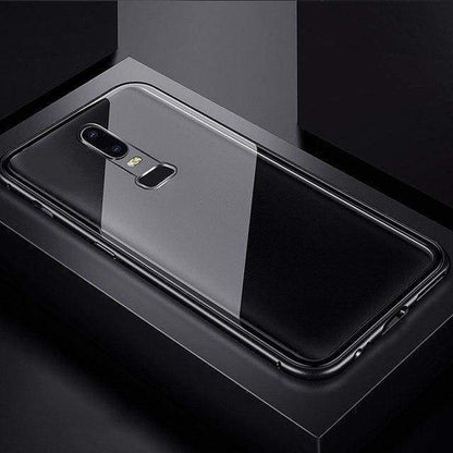 Coque à Adsorption Magnétique Super Résistante Pour One Plus - Oneplus 6 / Noir - arriere transparent - Équipée Cas
