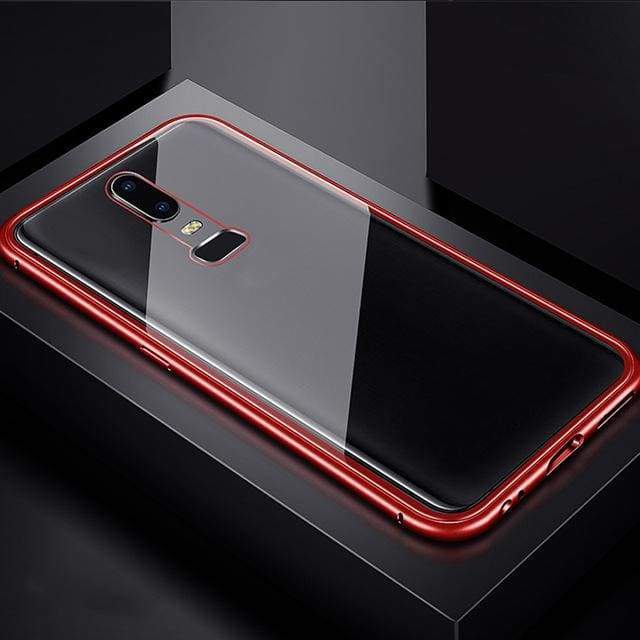 Coque à Adsorption Magnétique Super Résistante Pour One Plus - Oneplus 6 / Rouge-arriere transparent - Équipée Cas