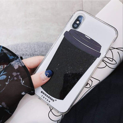 Coque avec liquide Café très drôle Pour Samsung et iPhone - Équipée Cas