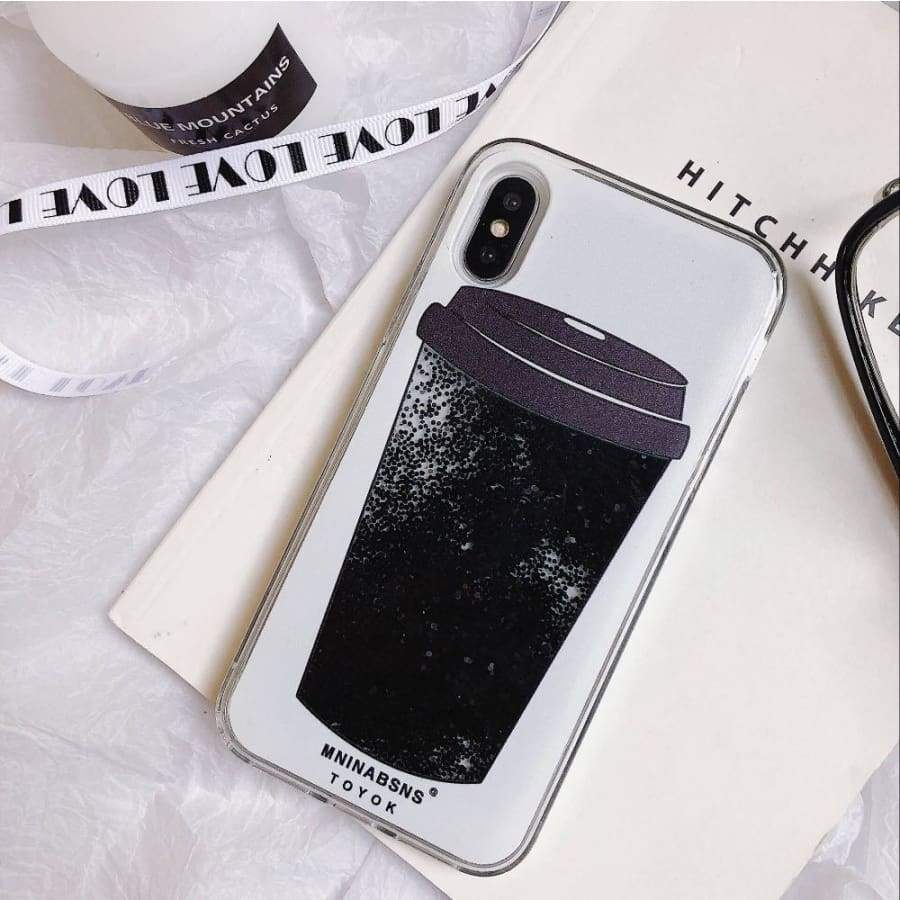 Coque avec liquide Café très drôle Pour Samsung et iPhone - Équipée Cas
