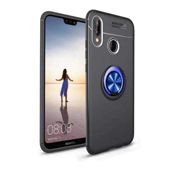 Coque avec Support Bague Magnétique pour Huawei - P20 / Noir Bleu - Fitted Cases
