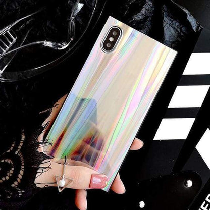 Coque carré Arc-En-Ciel Brillant Coloré Pour iPhone - iPhone 6 6S / Argent Arc-En-Ciel - Coques