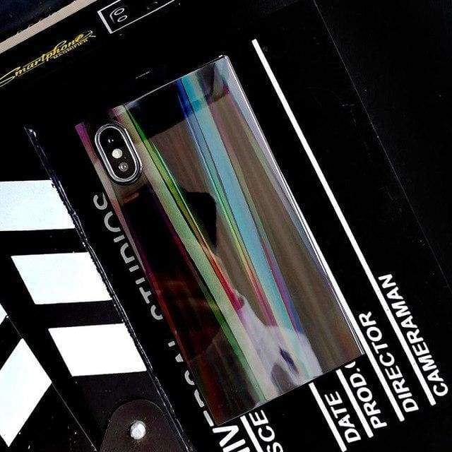 Coque carré Arc-En-Ciel Brillant Coloré Pour iPhone - iPhone 6 6S / Noir Arc-En-Ciel - Coques