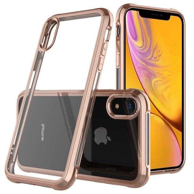 Coque de luxe en chrome transparent haute protection pour iPhone - iPhone X / Doré