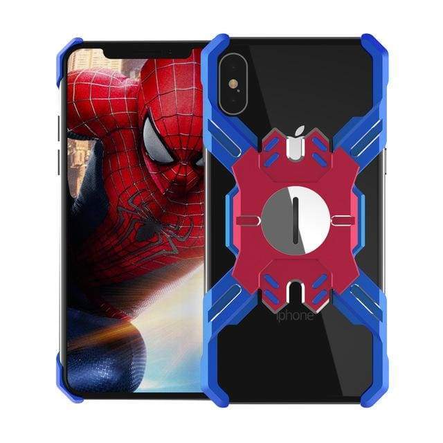 Coque des Héros Protection Antichoc En Métal pour iPhone - iPhone XR / Bleu Rouge