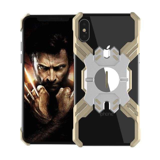 Coque des Héros Protection Antichoc En Métal pour iPhone - iPhone XR / Doré Argent