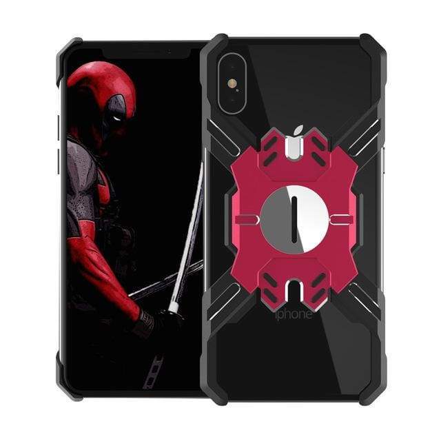 Coque des Héros Protection Antichoc En Métal pour iPhone - iPhone XR / Noir Rouge