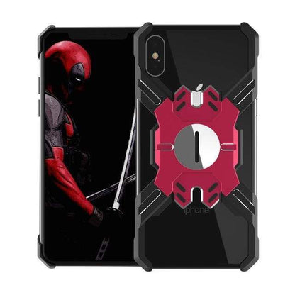 Coque des Héros Protection Antichoc En Métal pour iPhone - iPhone XR / Noir Rouge