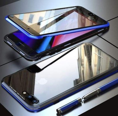 Coque deux faces à Adsorption Magnétique Super Résistante Pour iPhone - iPhone X / Bleu Noir