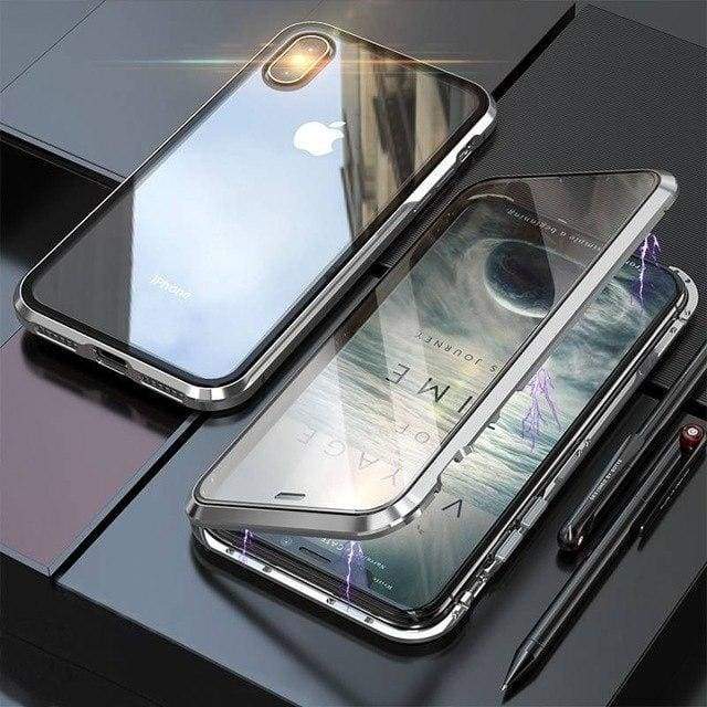 Coque deux faces à Adsorption Magnétique Super Résistante Pour iPhone - iPhone XS Max / Argent
