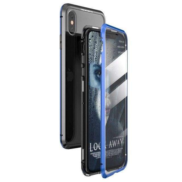 Coque deux faces à Adsorption Magnétique Super Résistante Pour iPhone - iPhone XS Max / Noir Bleu