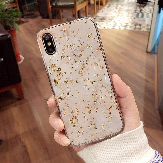 Coque Haute Protection Avec Motif Marbre Pour iPhone - iPhone 6 6s / Beige - Half-wrapped Case