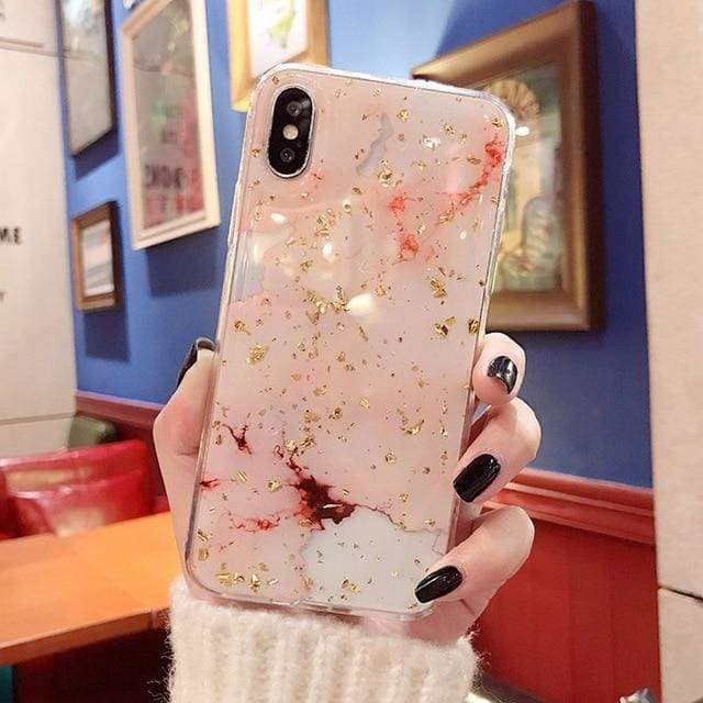 Coque Haute Protection Avec Motif Marbre Pour iPhone - iPhone 6 6s / Rose - Half-wrapped Case