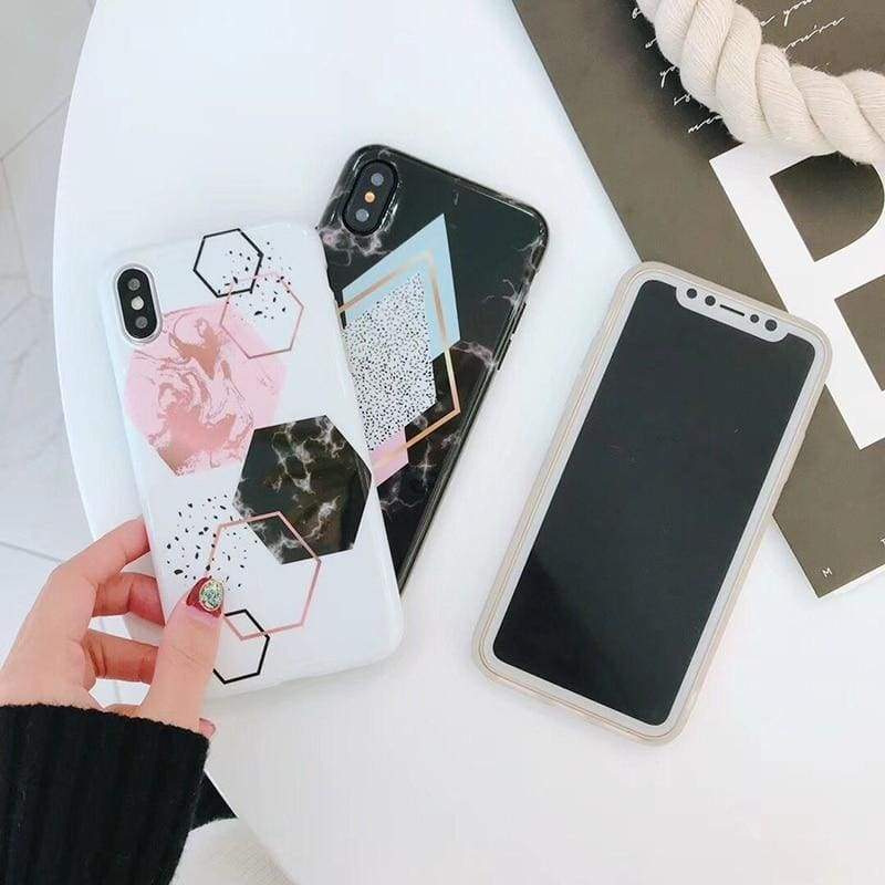 Coque Haute Protection Avec Motif Marbre Pour iPhone - iPhone Cases