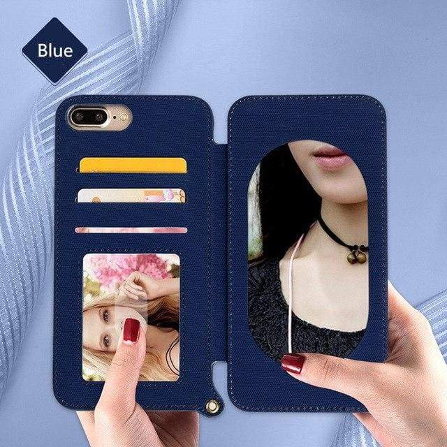 Coque Miroir portefeuille pour votre iPhone - iphone 6 / Bleu