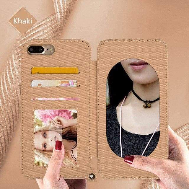 Coque Miroir portefeuille pour votre iPhone - iphone 6 / Kaki