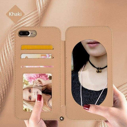 Coque Miroir portefeuille pour votre iPhone - iphone 6 / Kaki