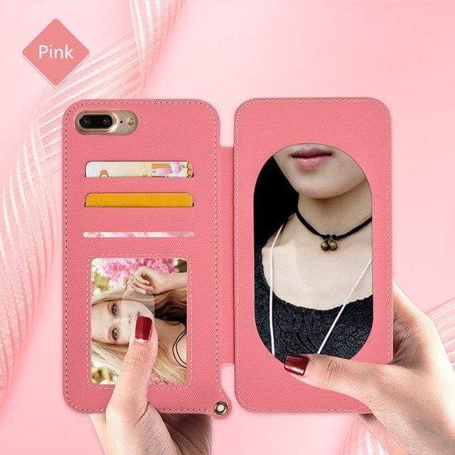Coque Miroir portefeuille pour votre iPhone - iphone 6 / Rose