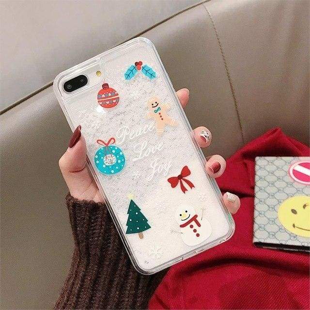 Coque Pour iphone avec liquide paillette de noël - iPhone 6 Plus / 5