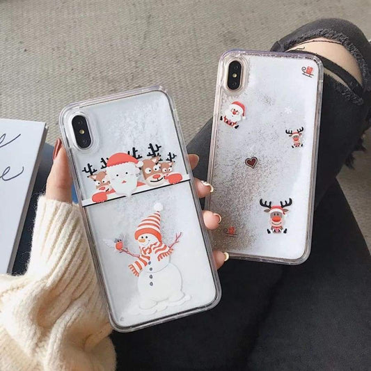 Coque Pour iphone avec liquide paillette de noël