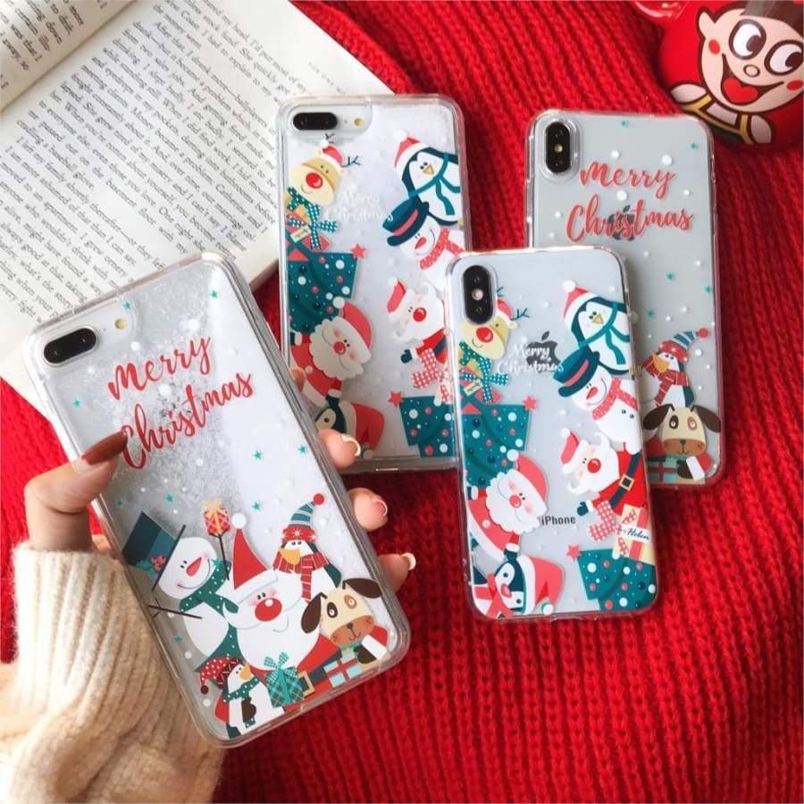 Coque Pour iphone avec liquide paillette de noël