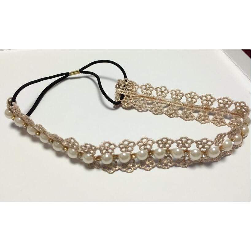 Crème Dentelle Fleur Perle Cristal Strass Bandeau Hairdband Cheveux Accessoires - Cheveux Accessoires