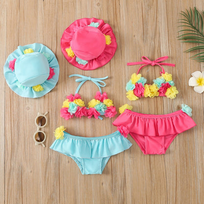 Bikini fleurs pour filles 3pcs