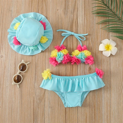 Bikini fleurs pour filles 3pcs
