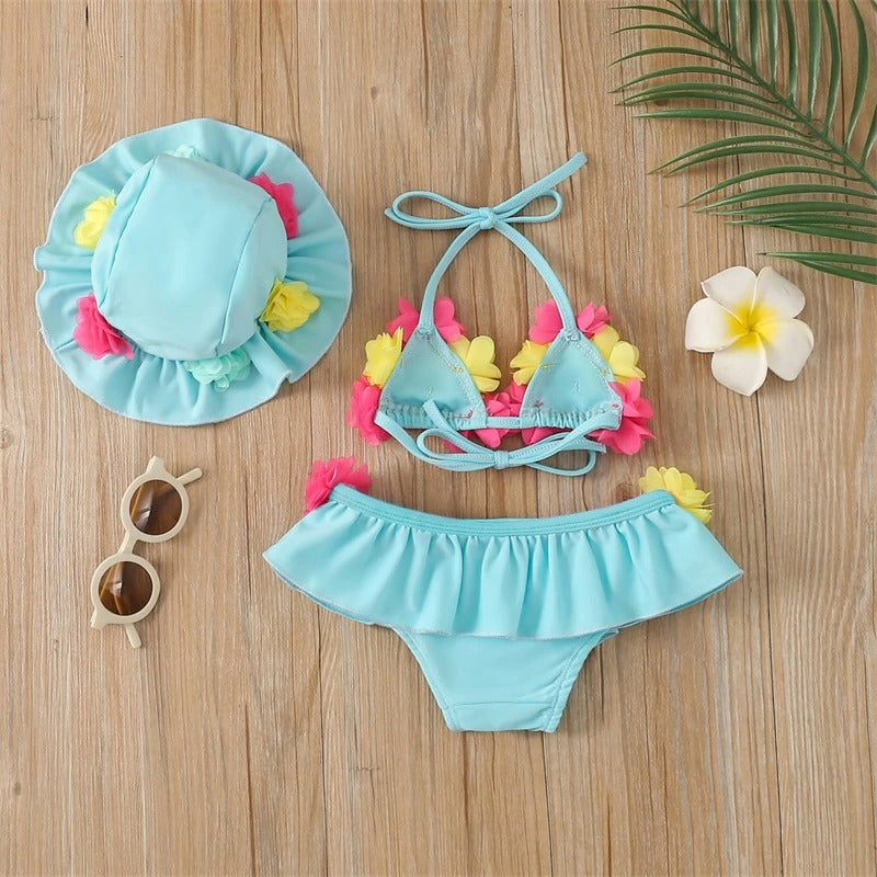 Bikini fleurs pour filles 3pcs