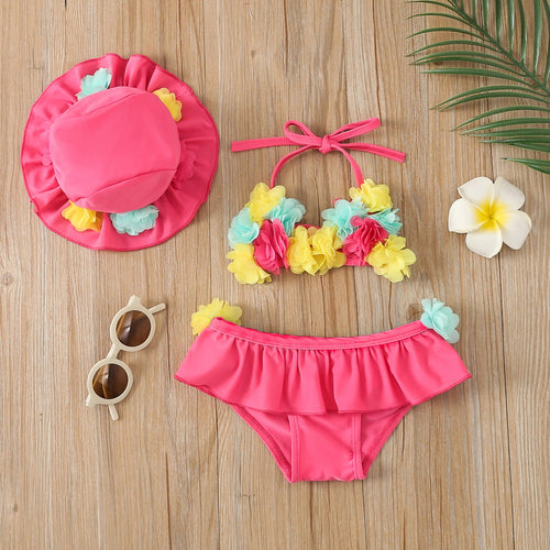 Bikini fleurs pour filles 3pcs