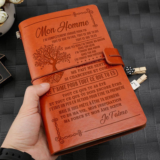 Mon Homme - Je t'aime - cadeau personalisé - Journal Vintage 