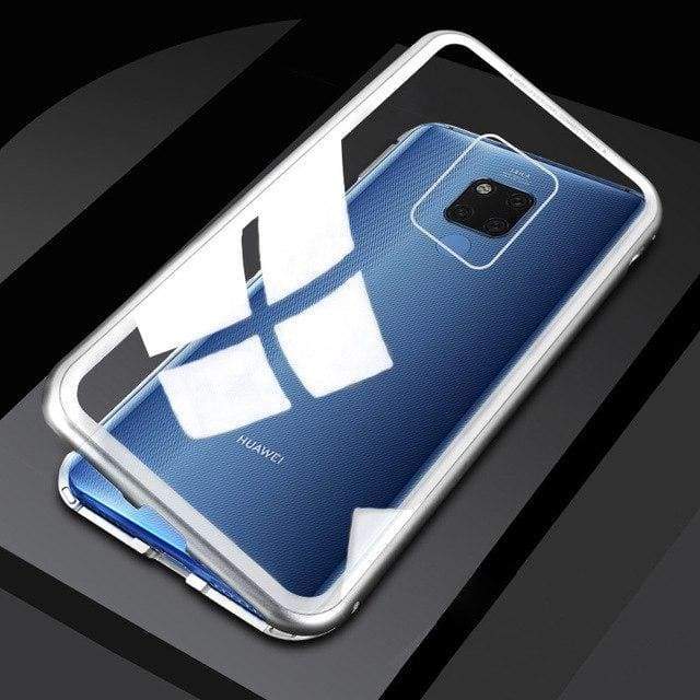 Nouvelle Coque à Adsorption Magnétique Super Résistante Pour Huawei - P20 / Argent arrière transparent - Fitted Cases