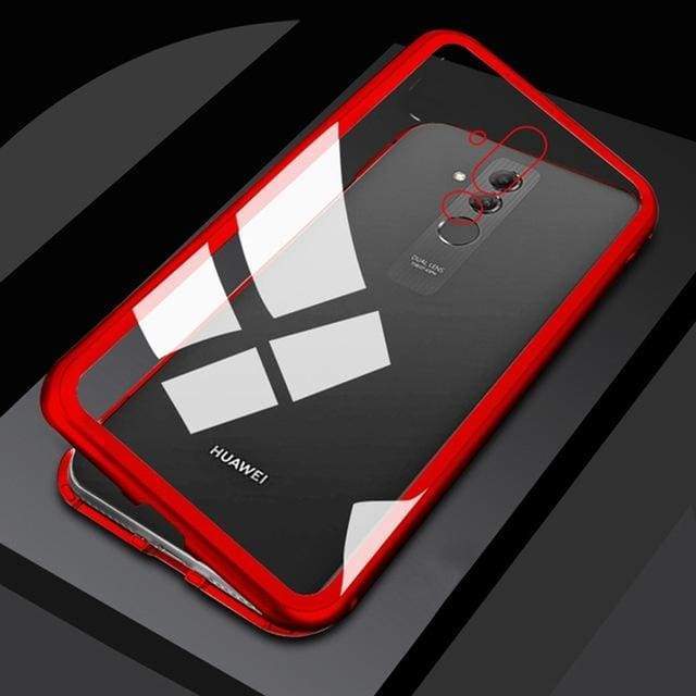 Nouvelle Coque à Adsorption Magnétique Super Résistante Pour Huawei - P20 / Rouge arrière transparent - Fitted Cases
