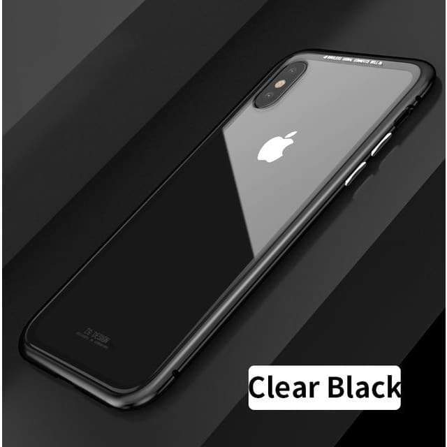 Nouvelle Coque à Adsorption Magnétique Super Résistante Pour iPhone - iPhone X / Noir arrière-transparent