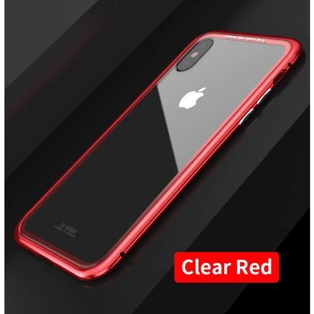 Nouvelle Coque à Adsorption Magnétique Super Résistante Pour iPhone - iPhone X / Rouge arrière-transparent