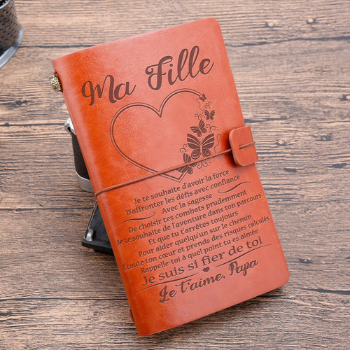 À Ma Fille - Papa- Fier de Toi - Journal Vintage - Cadeau Personnalisé Agenda 