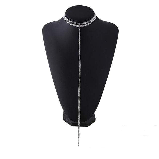 Strass paillette doré argenté élégant ras du cou - Double Argent - Choker Necklaces