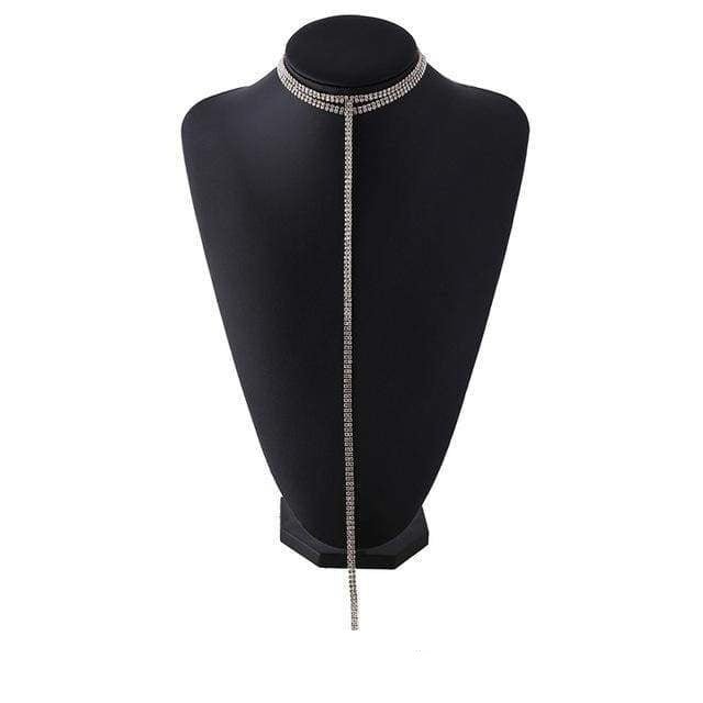 Strass paillette doré argenté élégant ras du cou - Double Or - Choker Necklaces