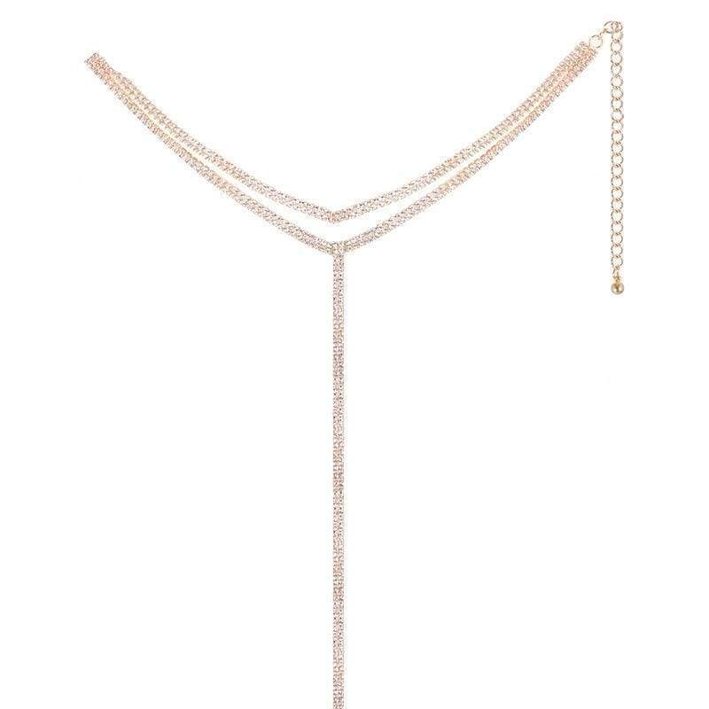 Strass paillette doré argenté élégant ras du cou - Choker Necklaces