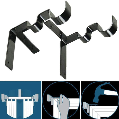 Support de tringle à rideau à double appui central (2PCS) - Matériel Daménagement De Vitrine