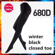 Charger l&#39;image dans la galerie, Les Bas-collants Thérapeutiques Tights M Noir avec pied pour l&#39;hiver 
